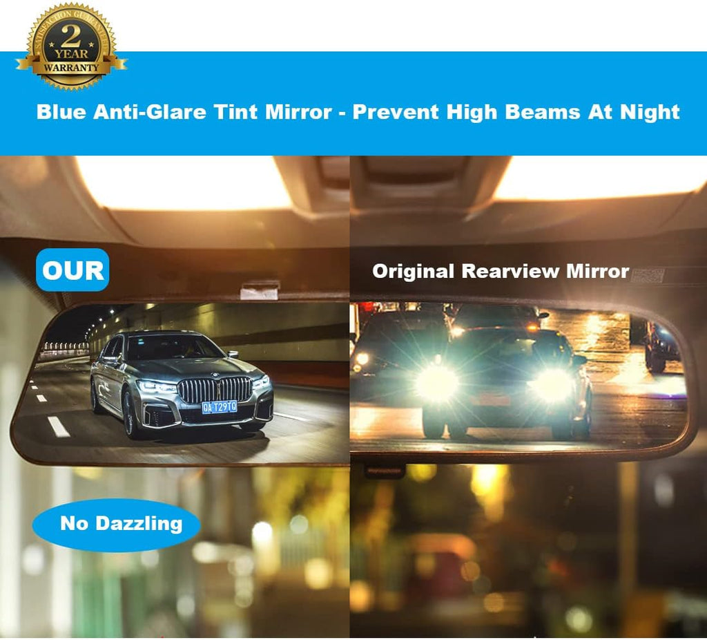 Rear View Mirror, 11.8 Inch Panoramic Anti-Glare Rearview Mirror, Car Interior Clip-On Wide Angle Rear View Mirror to Reduce Blind Spot Effectively for Car SUV Trucks – Convex - Blue