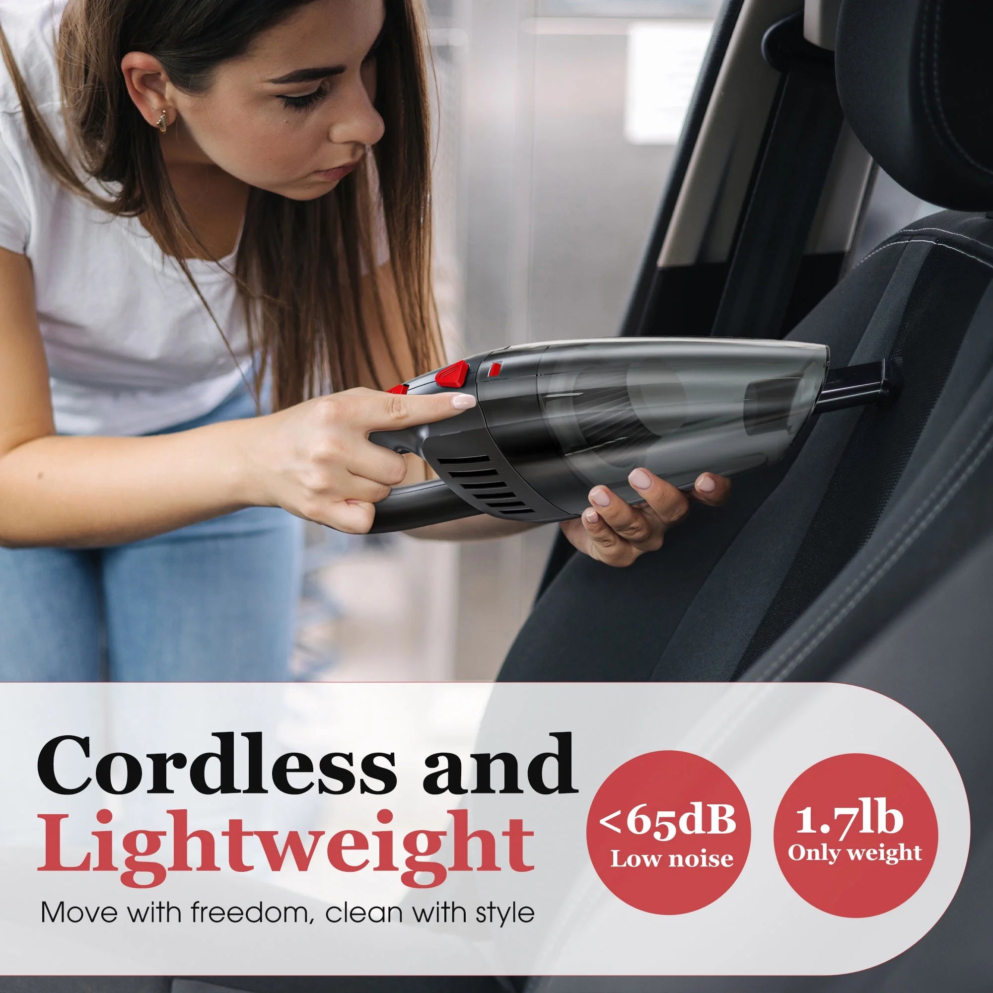 Handheld Vacuum Cordless, Portable Mini Car Vacuum Cleaner Cordless with Powerful Suction, Hand Vacuum Cleaner Cordless Rechageable for Car, Black