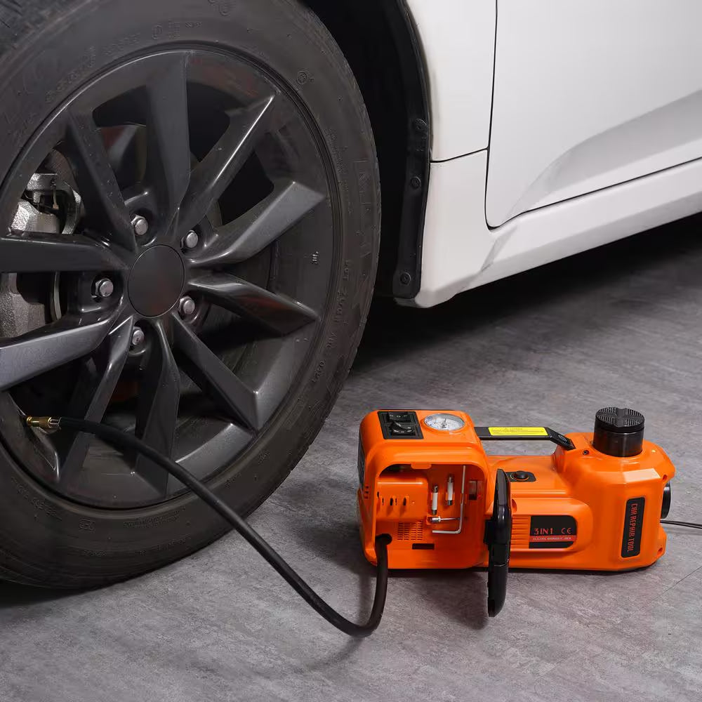 Electric Car Jack, 5 Ton/11023 LBS. Hydraulic Car Jack, Portable Car Jack Lifting with Built-In Inflatable Pump and LED