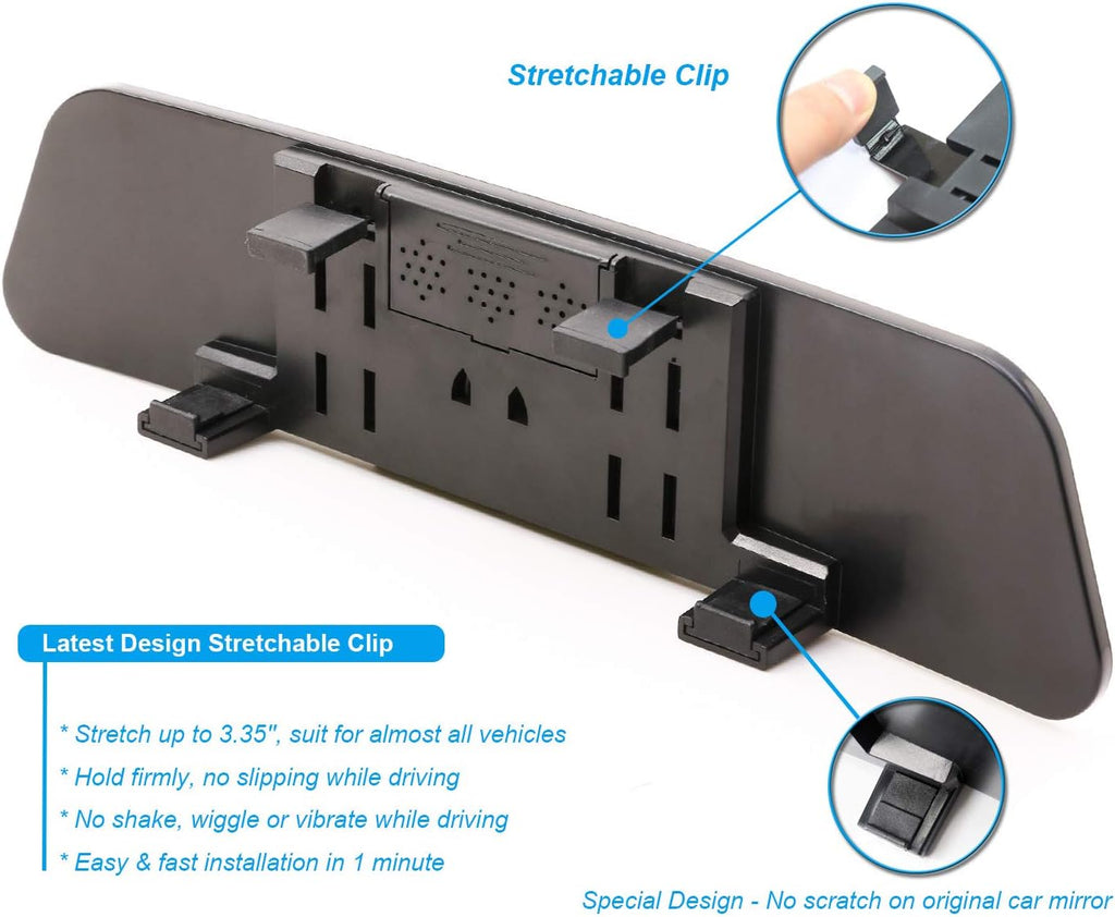 Rear View Mirror, 11.8 Inch Panoramic Anti-Glare Rearview Mirror, Car Interior Clip-On Wide Angle Rear View Mirror to Reduce Blind Spot Effectively for Car SUV Trucks – Convex - Blue