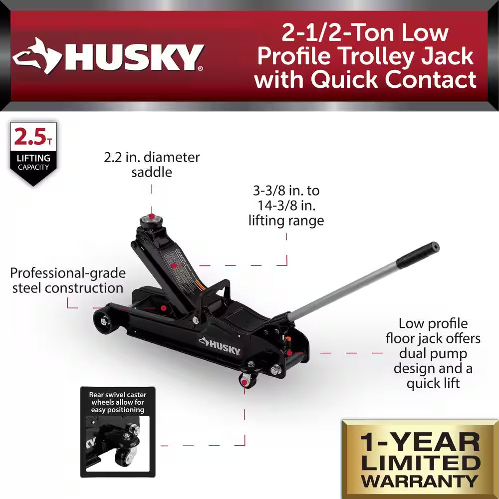 2-1/2-Ton Low Profile Trolley Floor Jack with Quick Contact