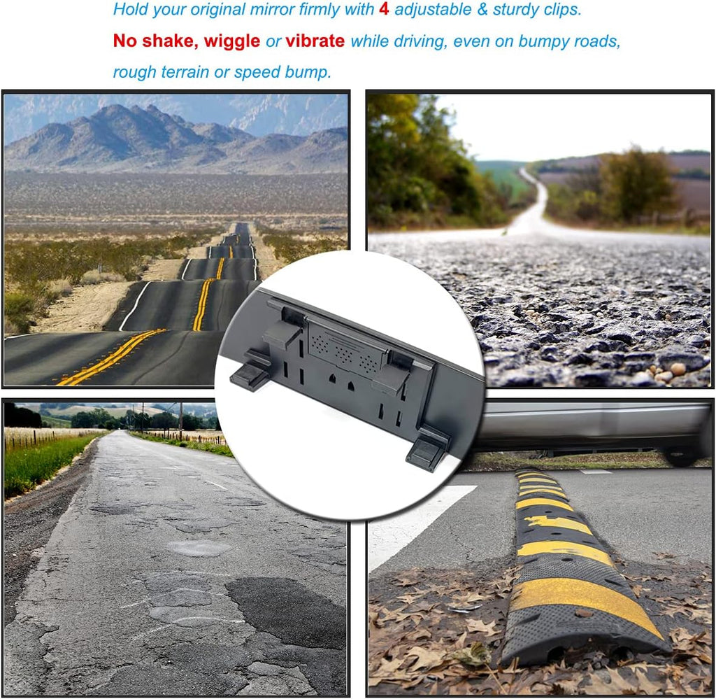 Rear View Mirror, 11.8 Inch Panoramic Anti-Glare Rearview Mirror, Car Interior Clip-On Wide Angle Rear View Mirror to Reduce Blind Spot Effectively for Car SUV Trucks – Convex - Blue